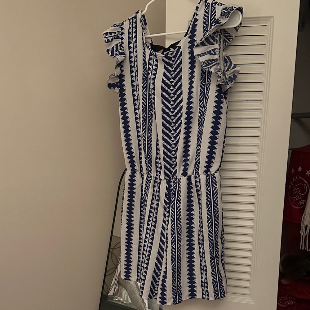 Navy and White Patterned Dress